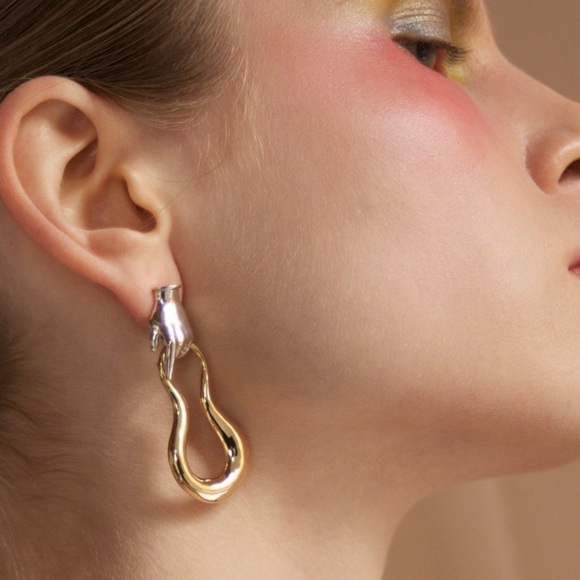 Gold and Silver Hand Earrings - Picture 2 of 3